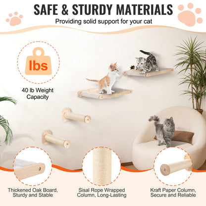 Wall Mounted Cat Shelves, Set Of 4
